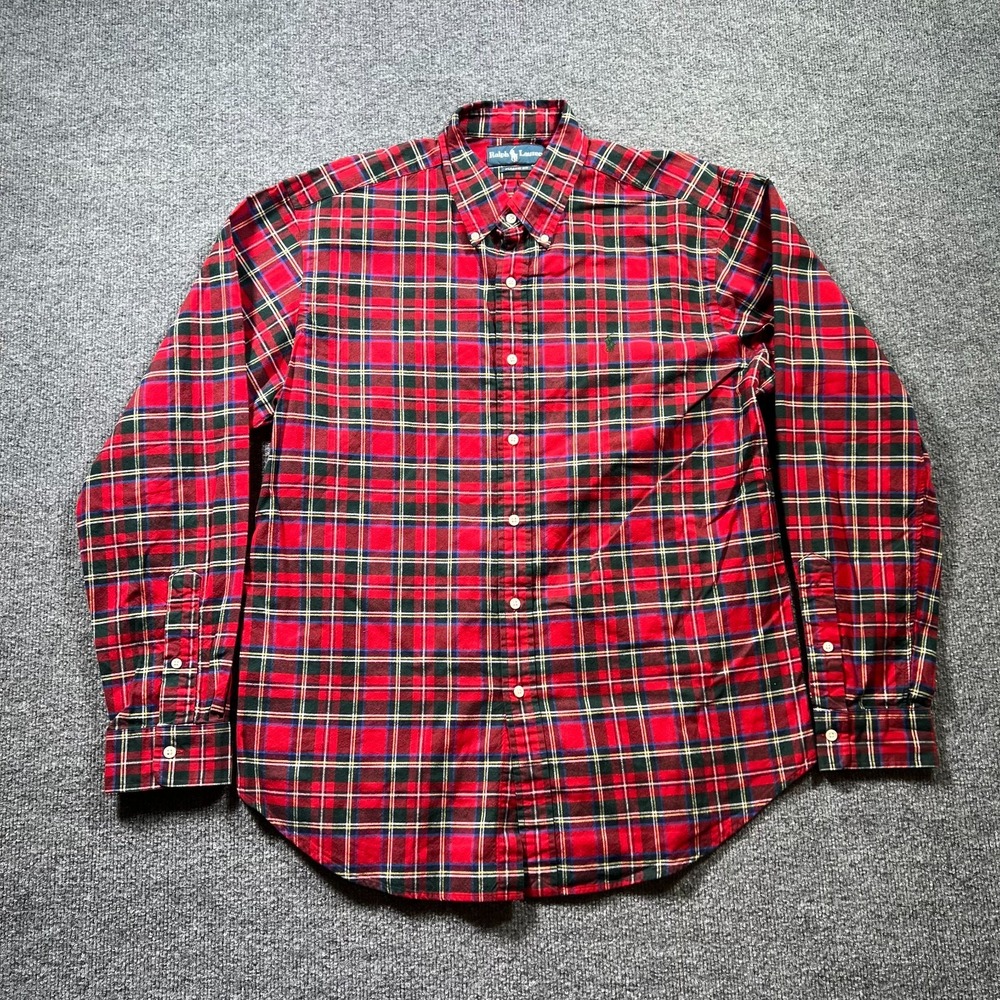 Polo Ralph Lauren Shirt Mens L Multicolor Plaid Classic Fit Button Front Preppy